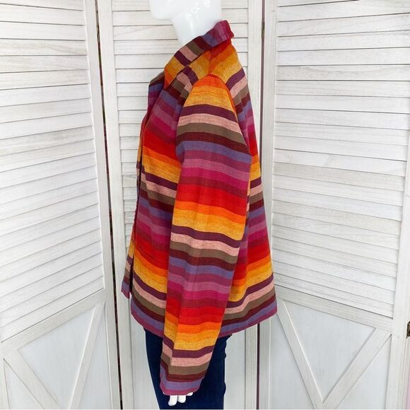 Chico’s Design Vintage Rainbow Stripe Serape Shirt Jacket Medium Western - Picture 2 of 12